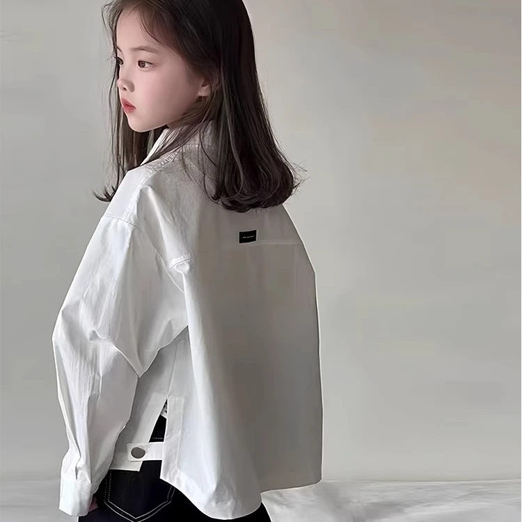 女童衬衫春秋季2025新款儿童洋气长袖衬衣女孩时尚韩版宽松潮上衣