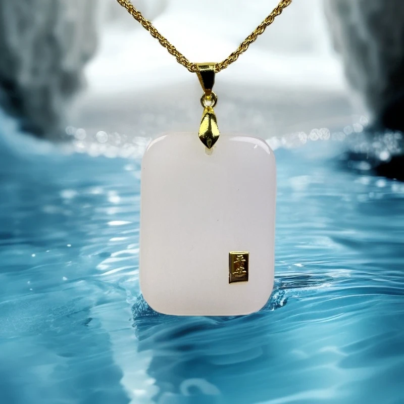 石英岩玉平安无事牌吊坠-多样性发货-带礼盒证书