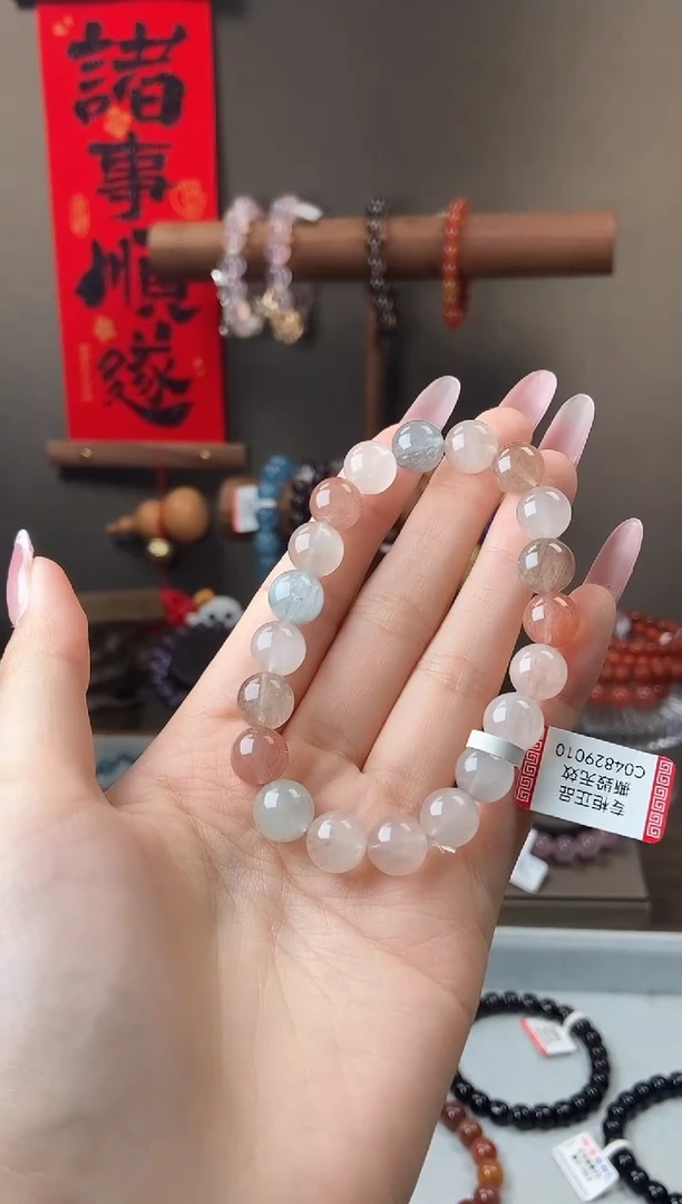 水晶手链未镶嵌10mm彩兔毛