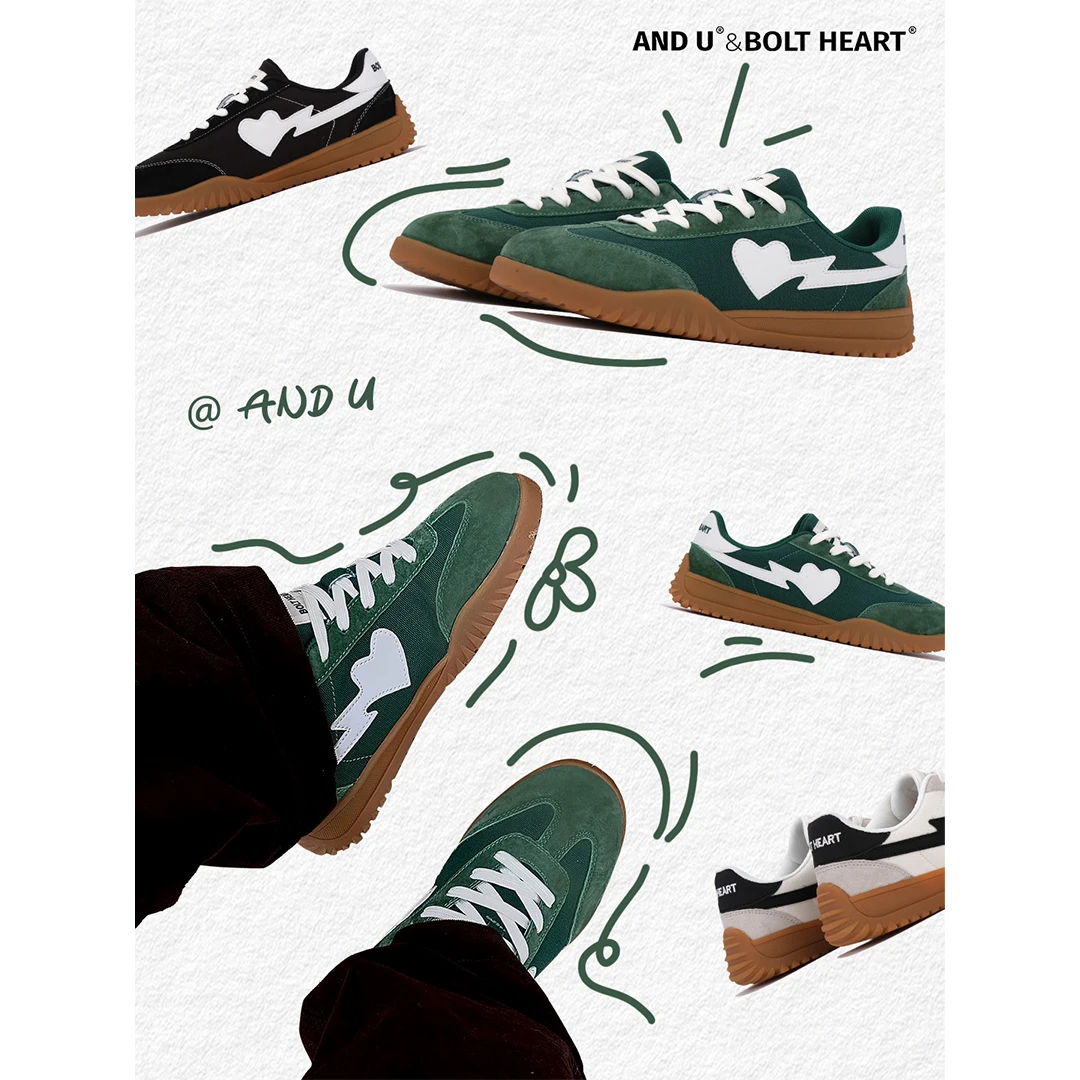 AND U&BOLT HEART新款复古时尚潮鞋男女同款百搭经典德训鞋