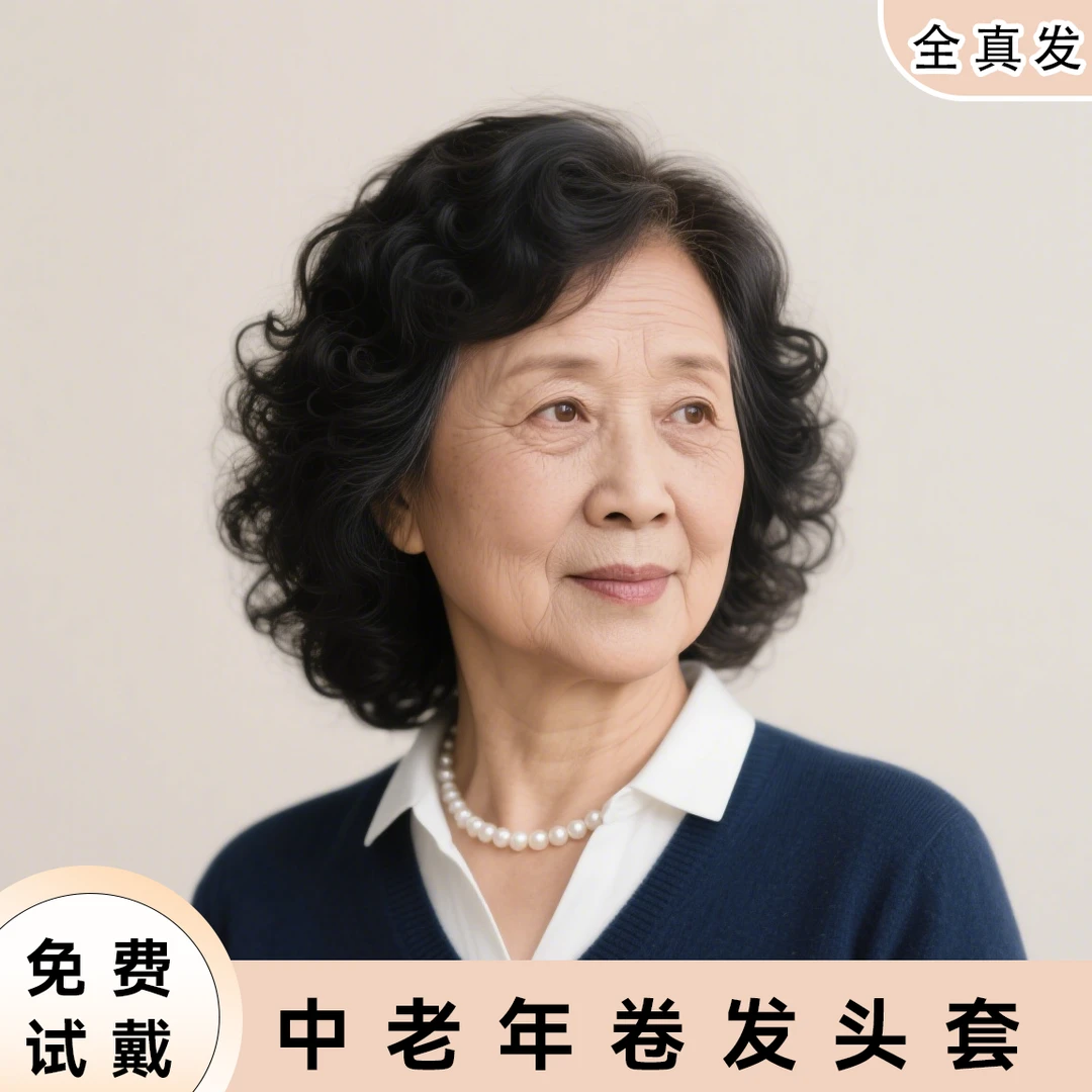 假发短发中老年真发全真卷发人发妈妈头套女士真人发丝自然蓬松