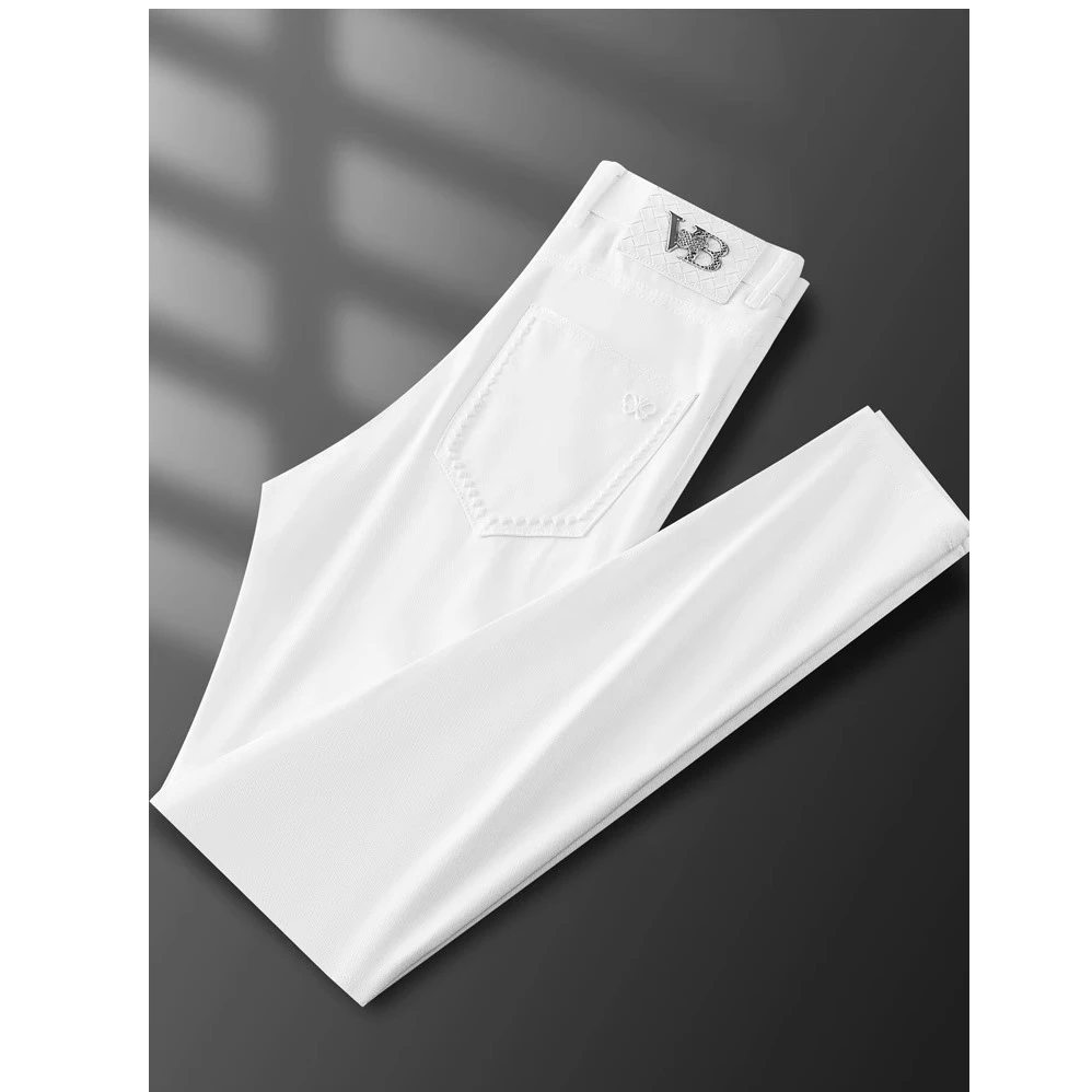 夏季薄款柔软洗水牛仔裤男修身时尚潮流小脚休闲长裤男士百搭