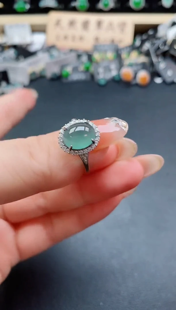 银S925镶嵌戒指翡翠1