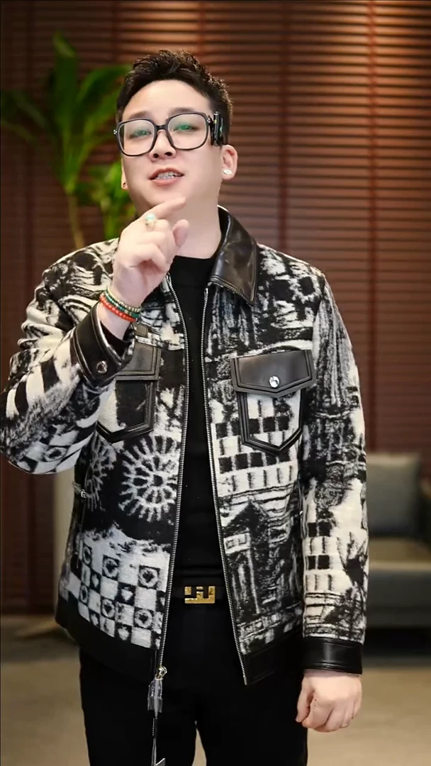 52码（140-155斤）鹅绒羊毛混纺拼皮夹克