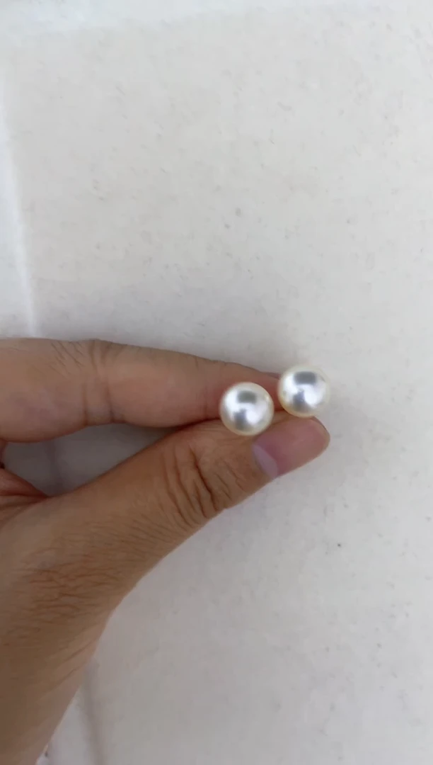 银S925镶嵌海水珍珠耳饰耳钉