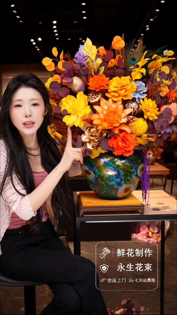 琉璃瓶手工花器花束空运包邮送货上门-以图片为准