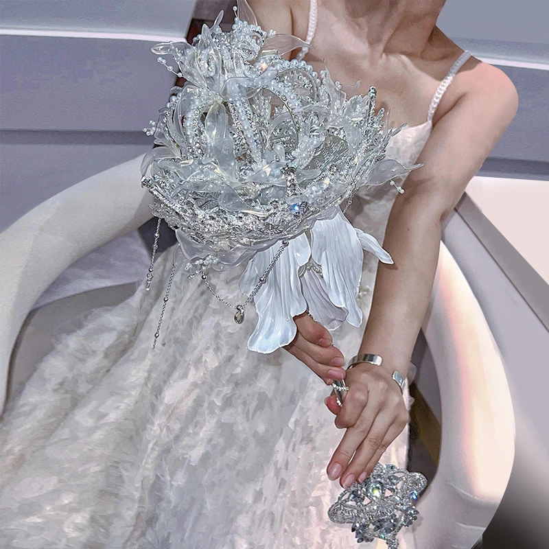 新款新娘权杖手捧花婚礼权杖diy材料包女王权杖送闺蜜新婚礼物