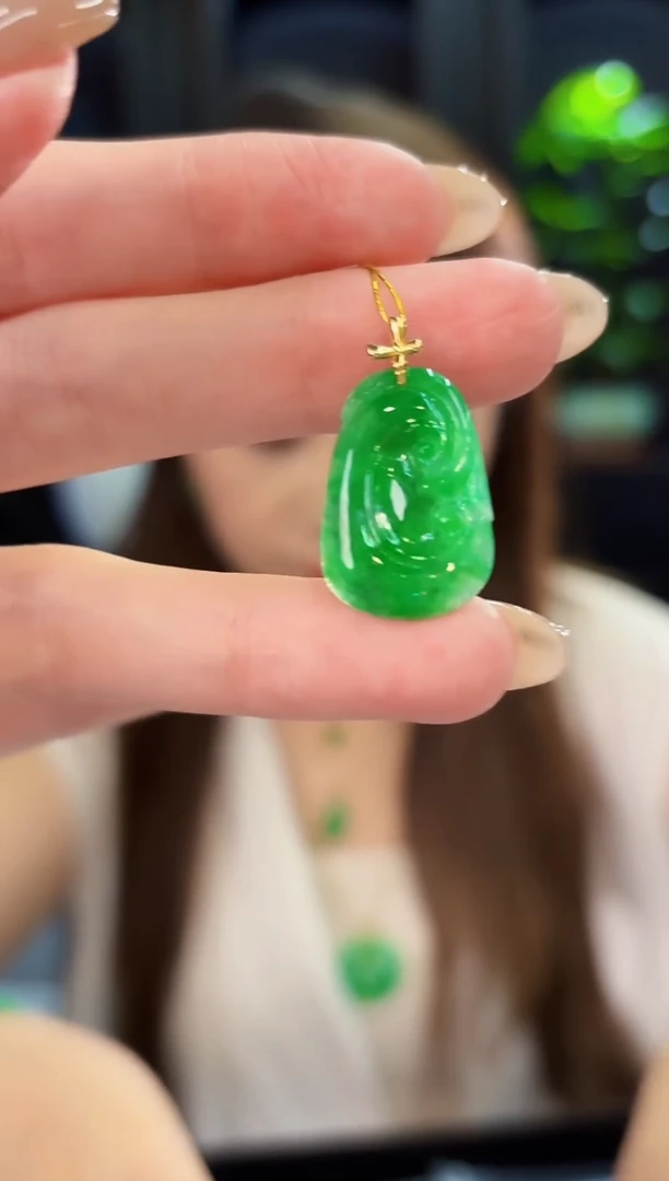 翡翠18K金镶嵌颈饰 缅料A货/支持复检/一件