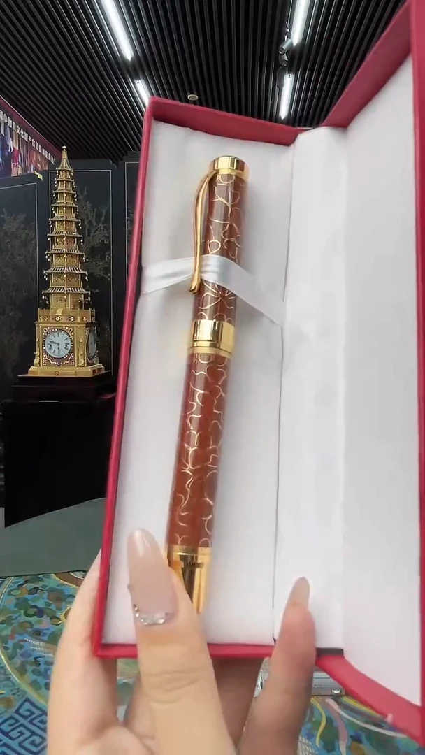 非遗手工景泰蓝钢笔棕色