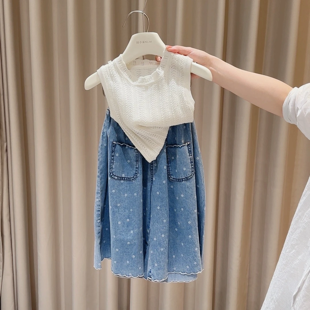 上新 女童套装夏装儿童洋气背心背心阔腿裤两件套宝宝韩版衣9155