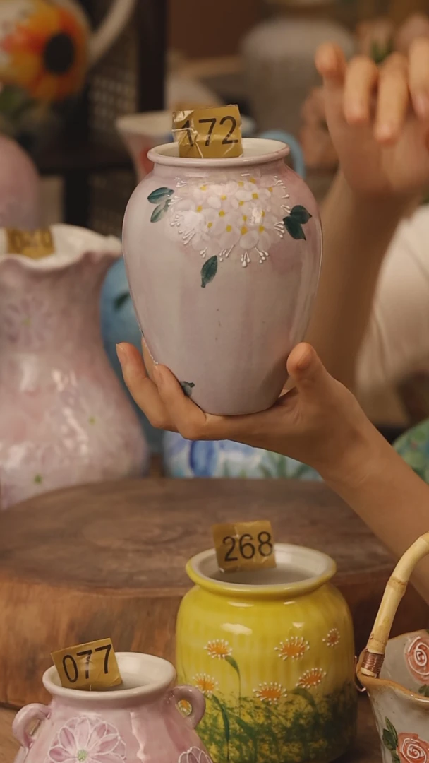 陶瓷景德镇设计师手作花器摆件侘寂风@M172@