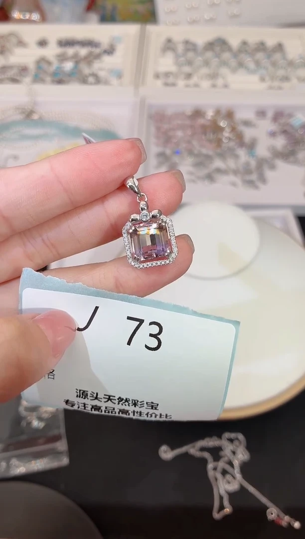 吊坠(不含链)银S925镶嵌水晶多样性发一J73