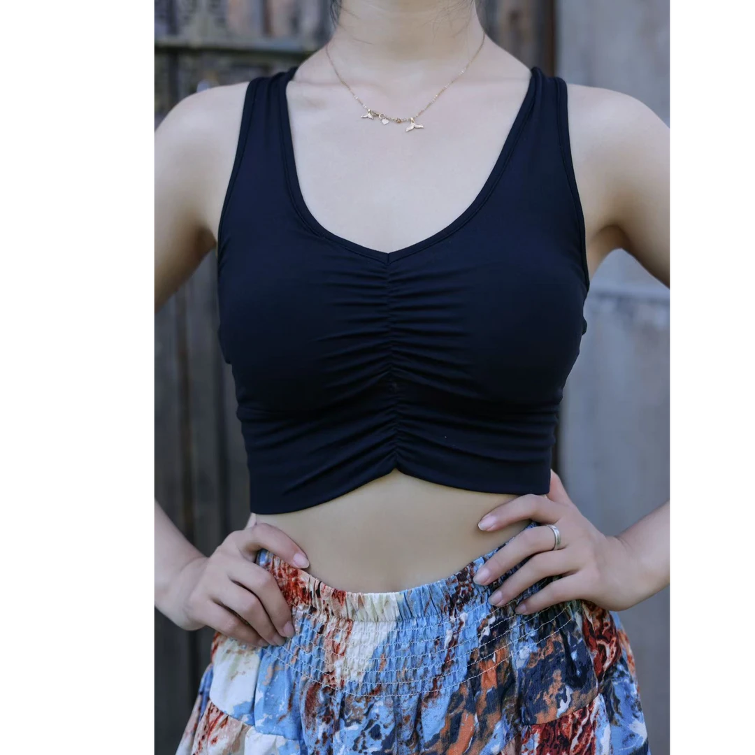 2025年秋季新款瑜伽服双褶皱修身工字瑜伽背心