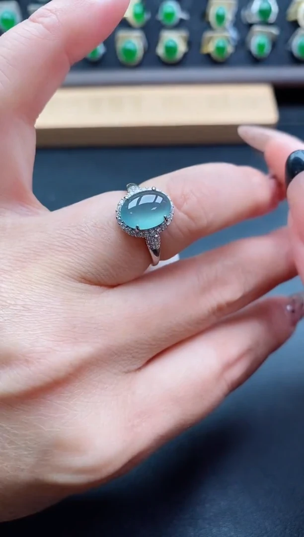 银S925镶嵌戒指翡翠1