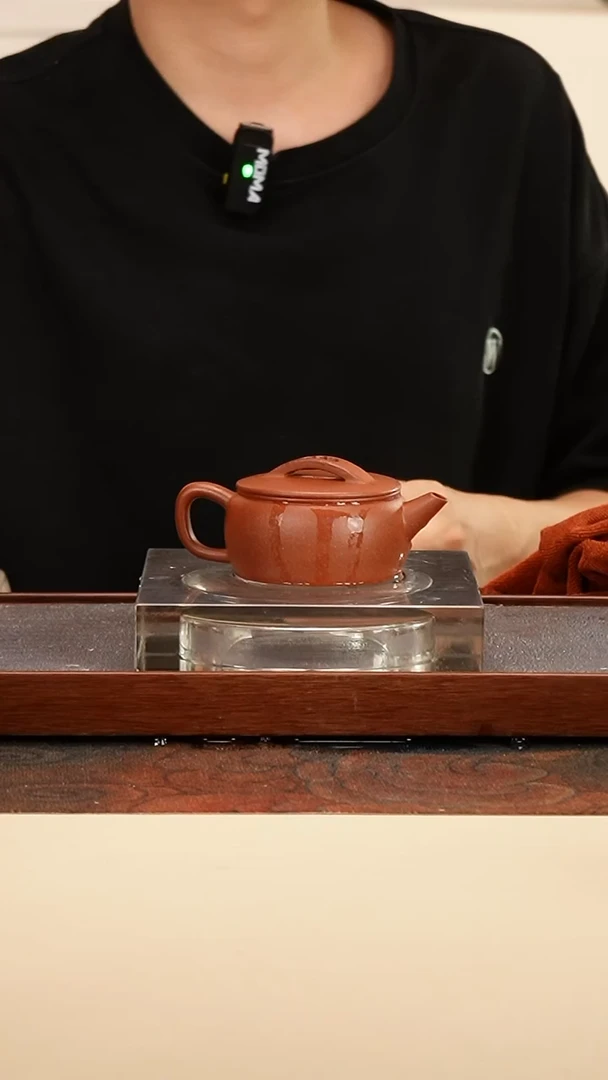 茶壶紫砂汉瓦壶红降坡130cc内推孔