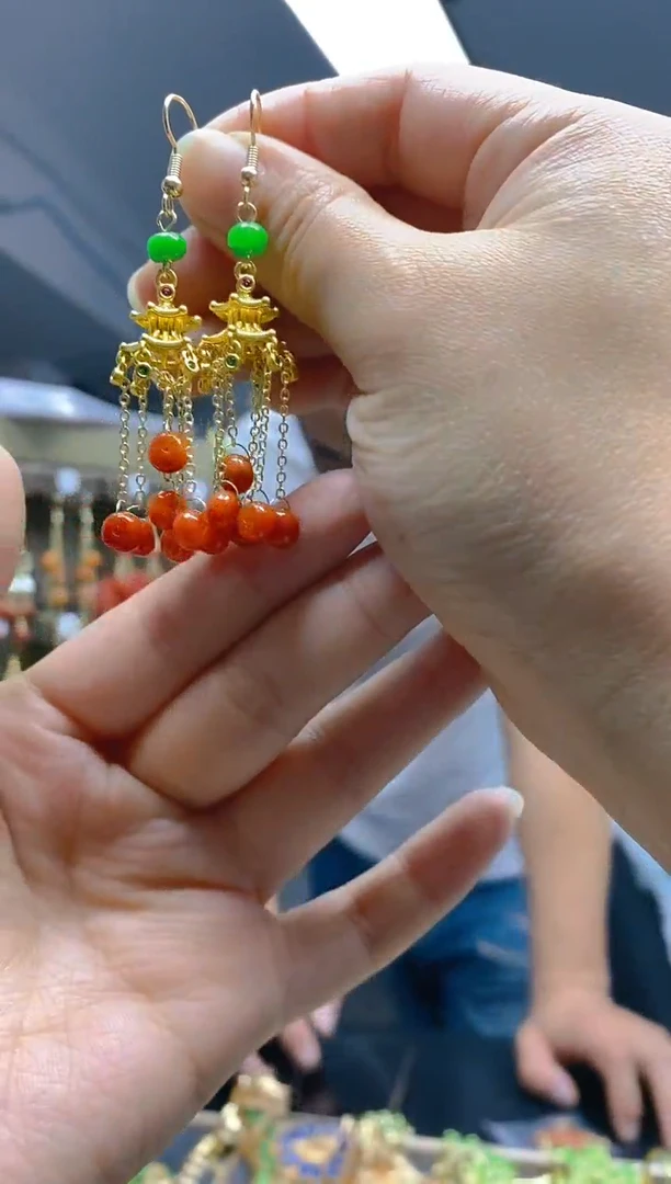 【闪购商品】翡翠耳饰合金0486翡翠耳钩