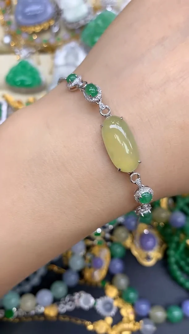 18K金镶嵌手链翡翠382-中国好珍宝