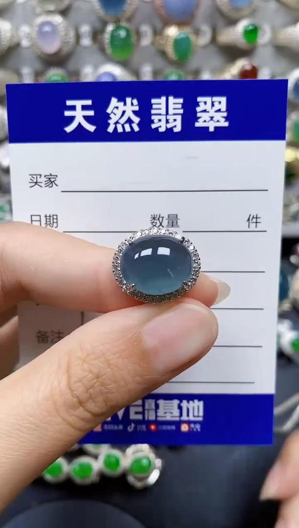 翡翠戒指银S925镶嵌527