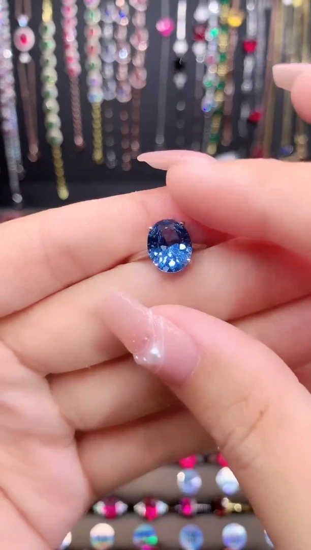 海蓝宝石戒圈银S925镶嵌810银