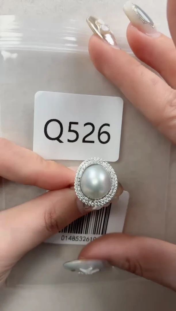 银S925镶嵌戒指海水珍珠q526