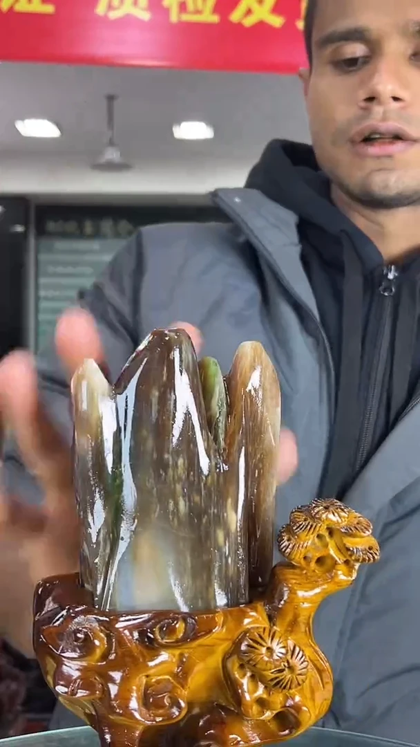缅甸天然树化玉摆件