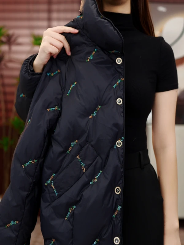 【甄选大朵鸭绒】2025杭州原版正品保暖气质减龄修身羽绒服E-5053