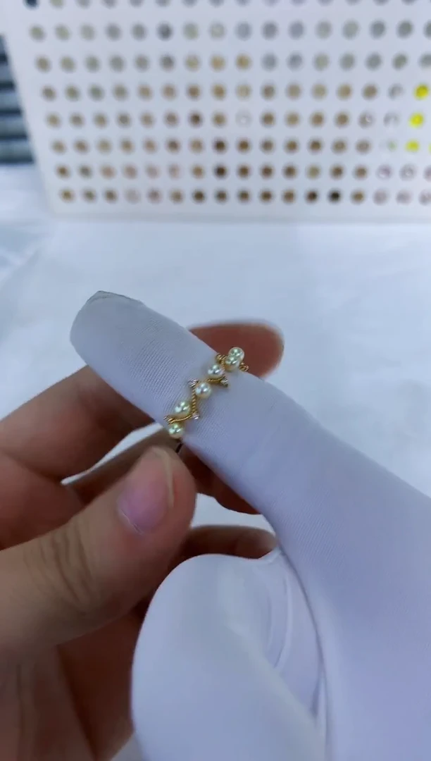 18K金镶嵌饰品海水珍珠荆棘皇冠戒指