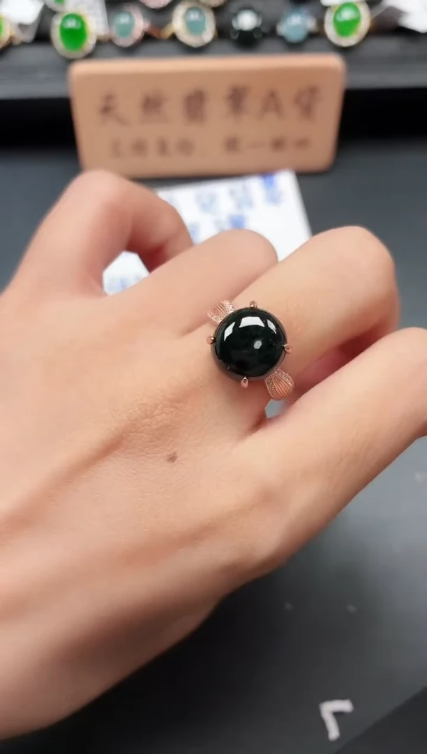 银S925镶嵌戒指翡翠1