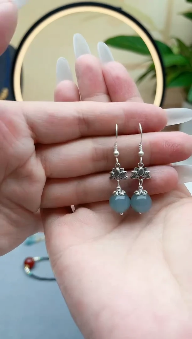 玛瑙/玉髓耳饰银S925镶嵌01