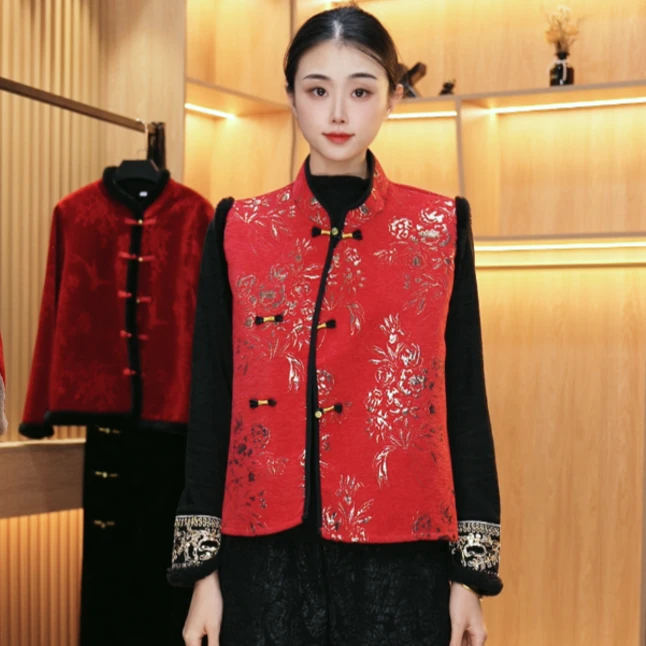 655/女士百搭国风盘扣马甲秋冬2025新款中式复古