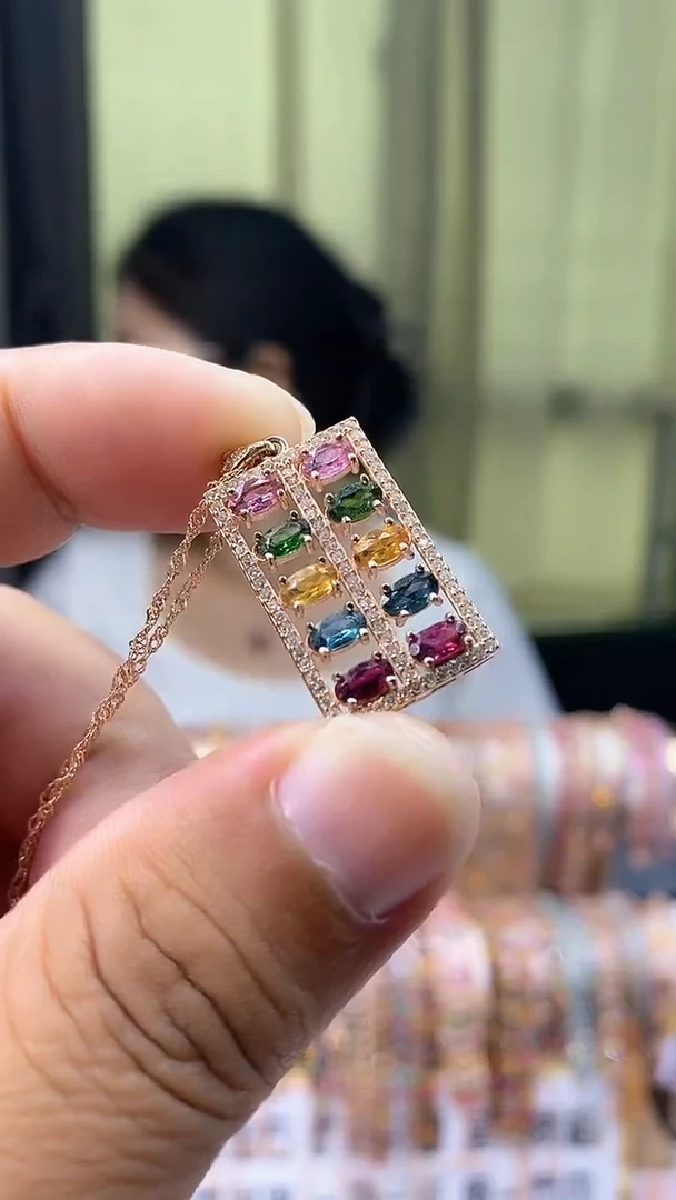 吊坠银S925镶嵌碧玺2434535434543535434