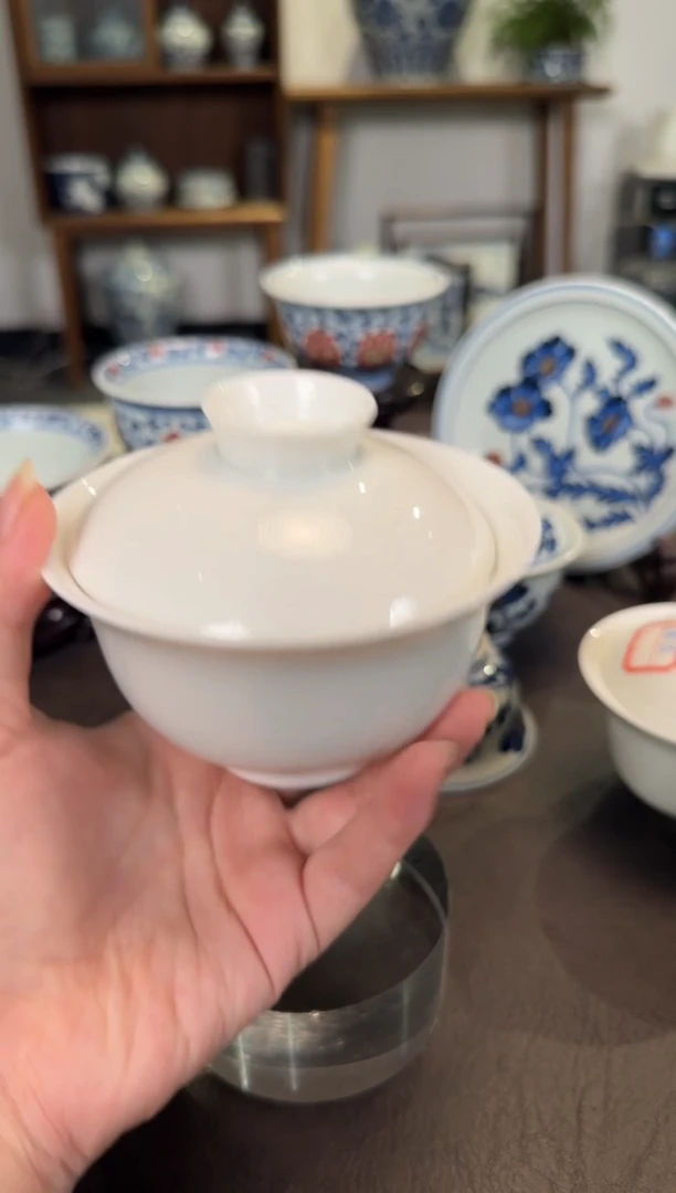 白胎手工大元宝盖碗
