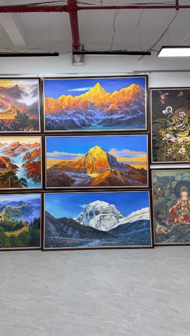 油画f****c阿弥陀佛+地藏+南海观音70*90客厅背景版画装饰挂画