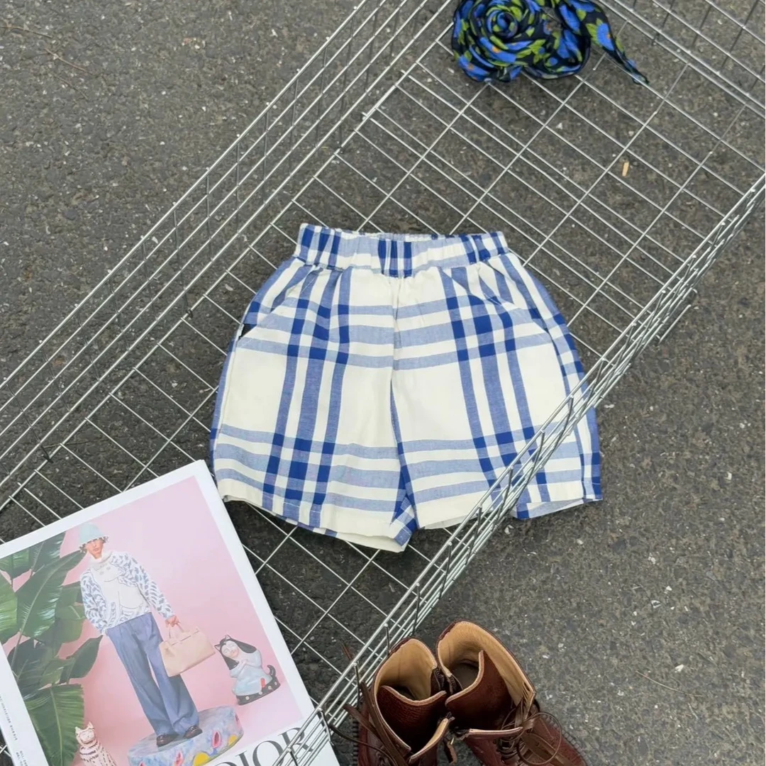 【蓝白格子咖色格子】格子裤洋气家居裤沙滩裤夏季短裤休闲时尚裤子