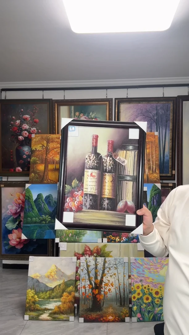 油画闪购纯手绘油画红酒加框