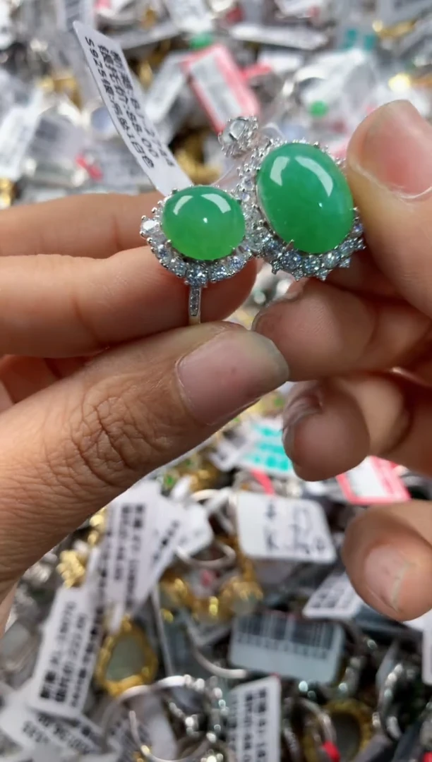 银S925镶嵌戒指翡翠555    5