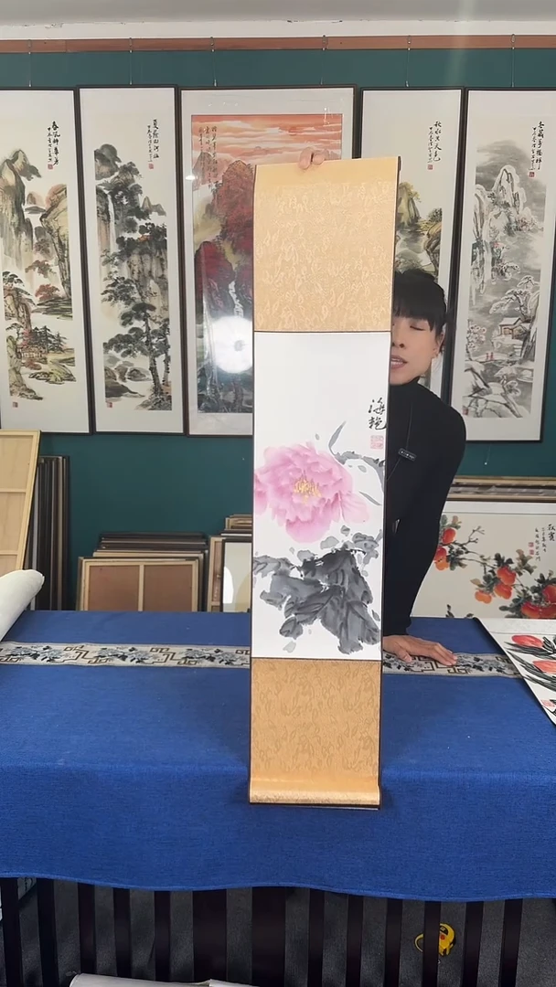 国画牡丹 卷轴20*100