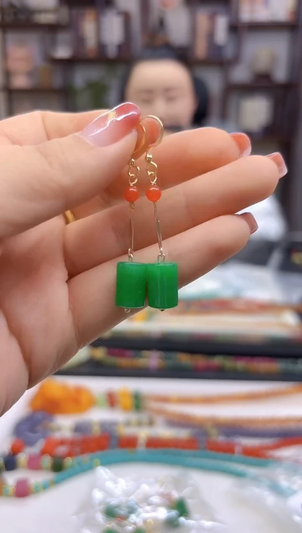 【闪购商品】翡翠耳饰14K金镶嵌耳坠E709