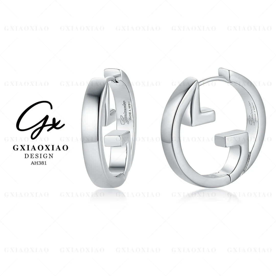 铜合金耳饰 时尚潮流百搭高级感字母圆形耳环 AH387 AH381