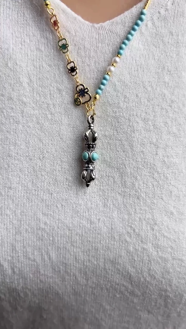 绿松石未镶嵌吊坠绿松金刚杵吊坠（拉萨直发）