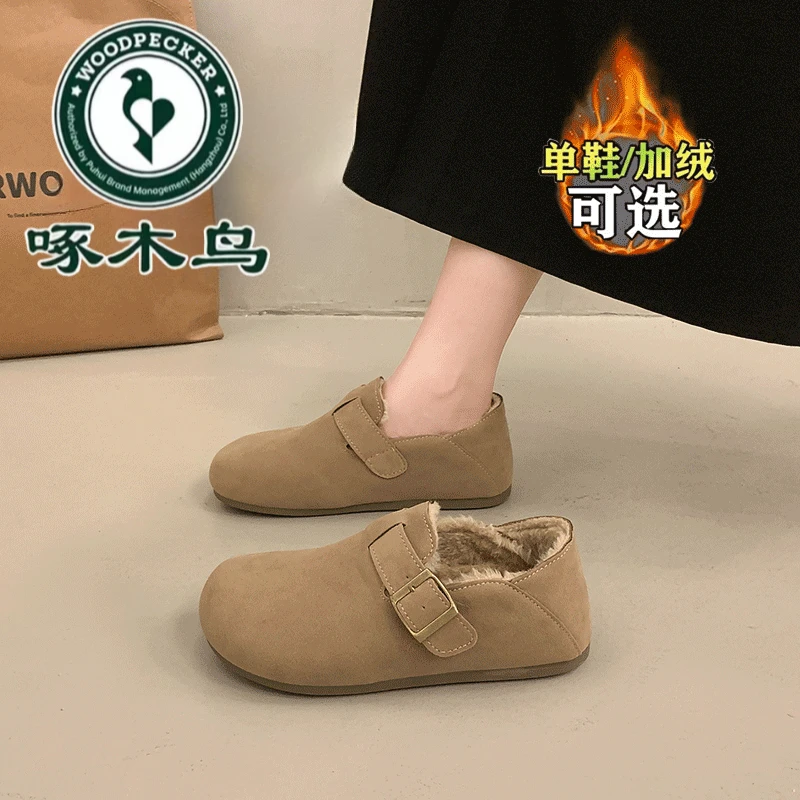 啄木鸟踩屎感两穿孕妇勃肯鞋女2025秋冬新款一春秋女款厚底乐福鞋