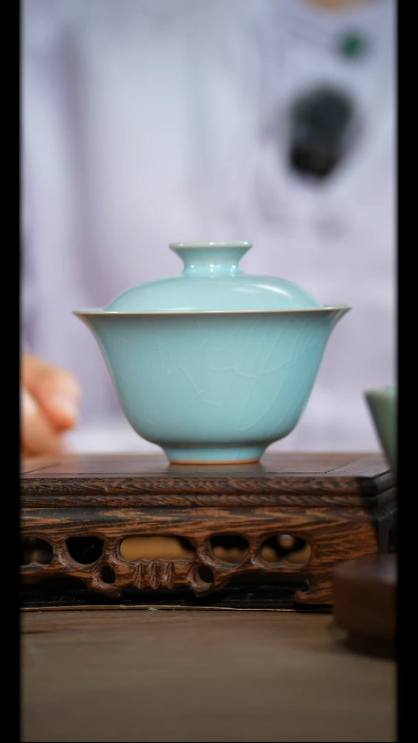 饮古观青丨百合盖碗容量120ml景德镇茶具