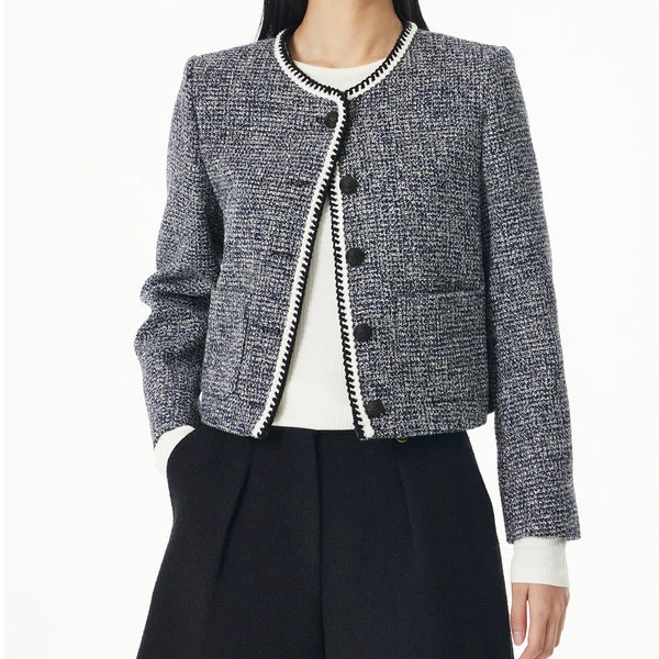 2025飞秒新品《蓝香》春季气质时尚短款复古小个子小香风短外套