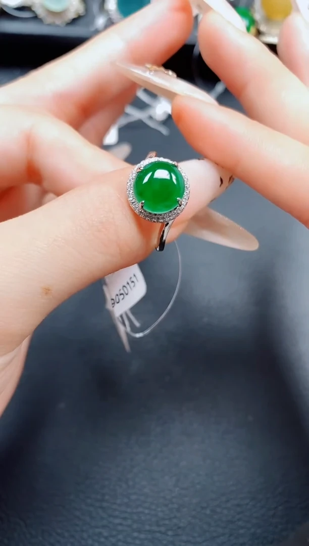 银S925镶嵌戒指翡翠翡翠