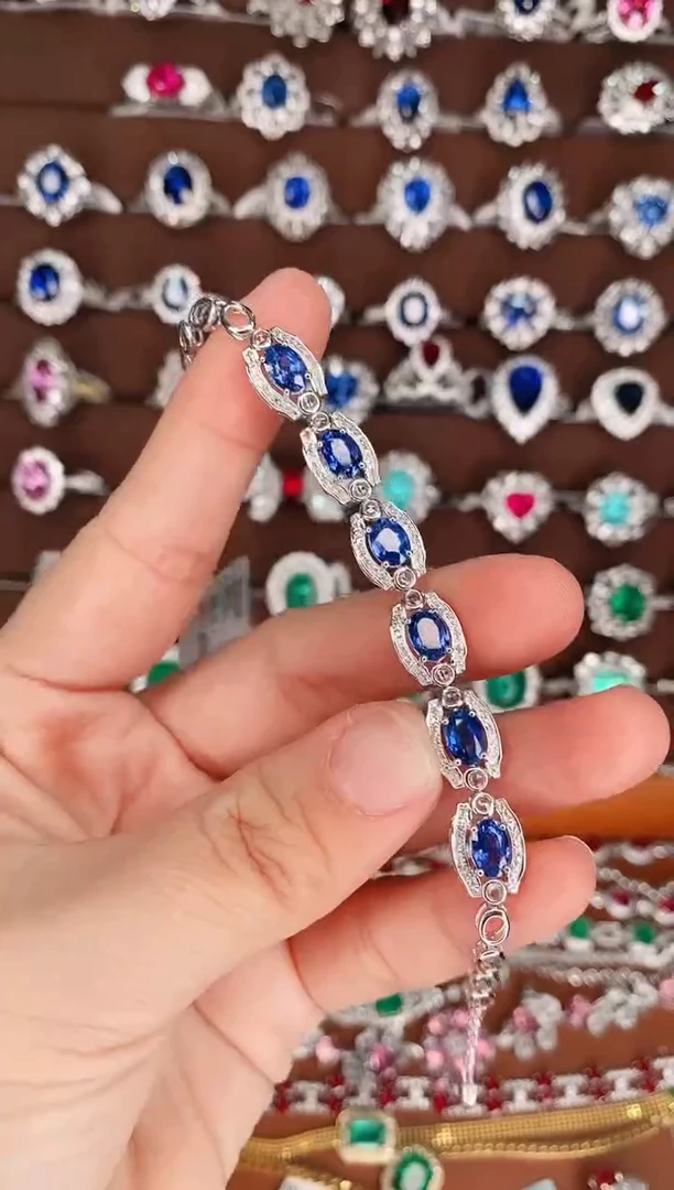 【闪购商品】蓝宝石18K手链18K金镶嵌·