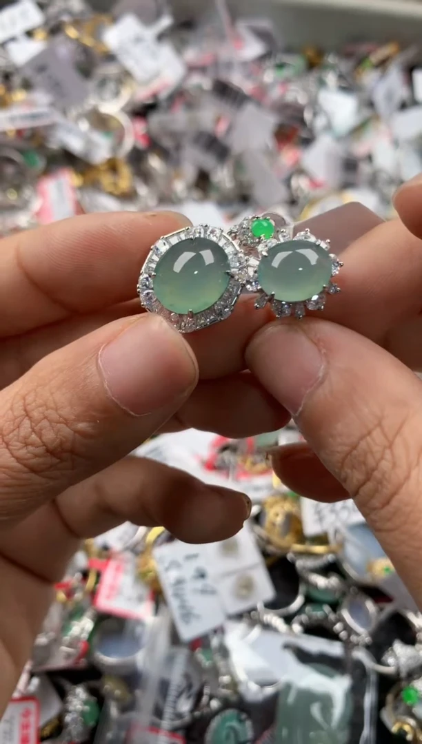 银S925镶嵌戒指翡翠555            10