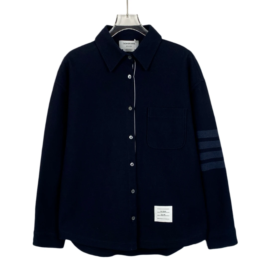 99新 THOMBROWNE CM0050 深蓝色经典四杠长袖衬衫 38 S码