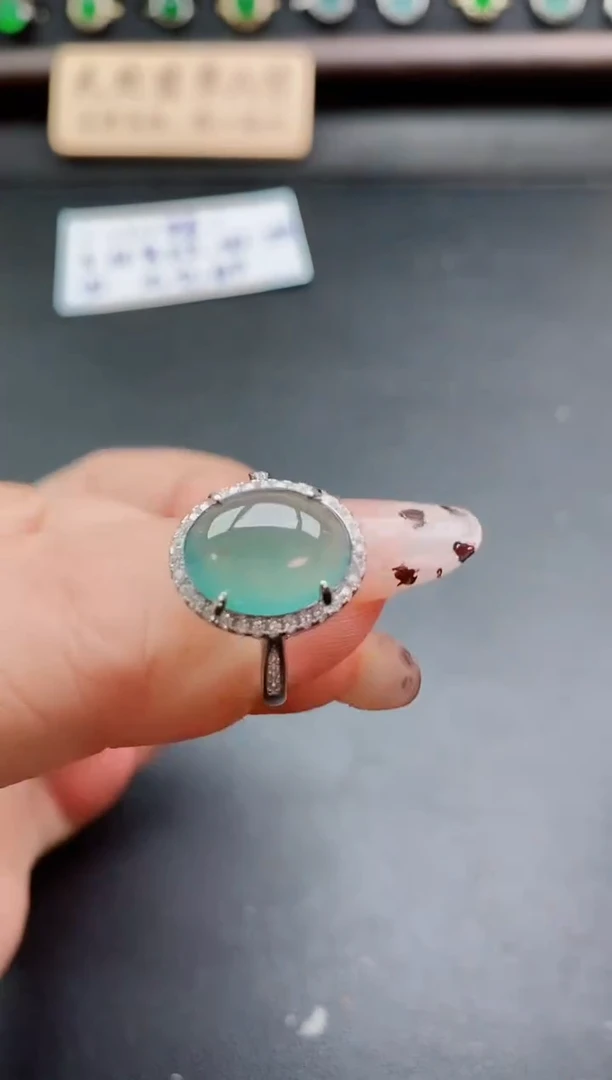 银S925镶嵌戒指翡翠1