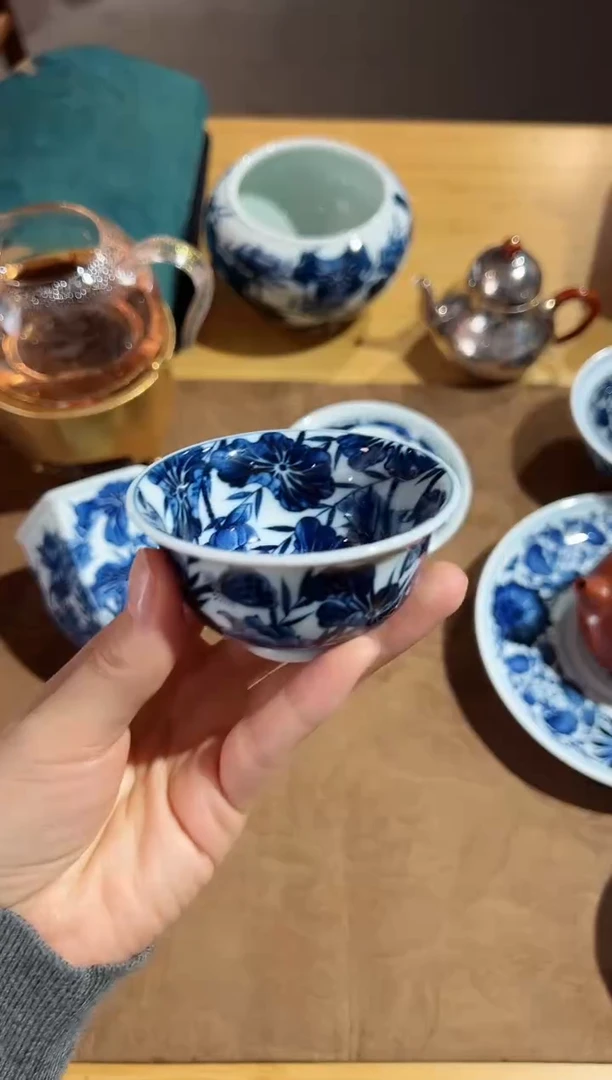 什***羽雨后 湛蓝系列 舒卷任天真 满荷小压手杯