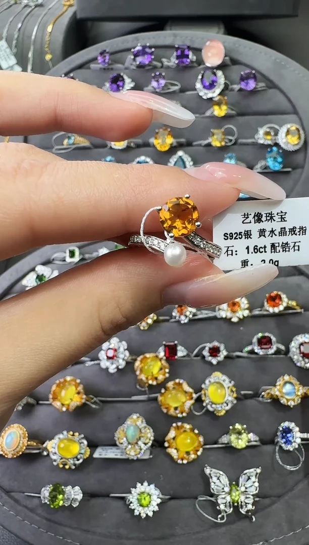 银S925镶嵌戒指水晶1.6ct【七天鉴赏】